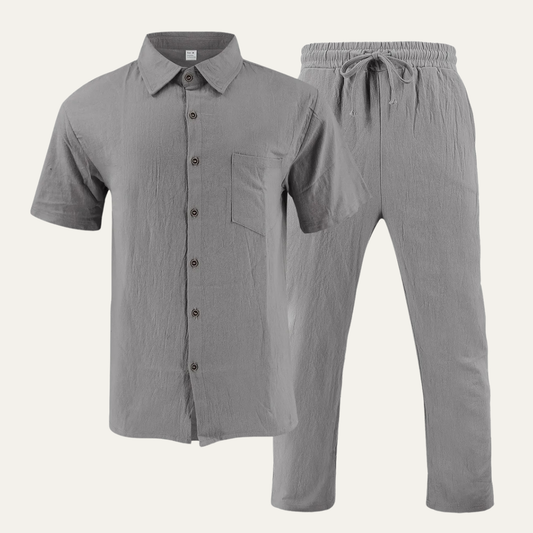 Men's Casual Two Piece Suit Lightweight Silver