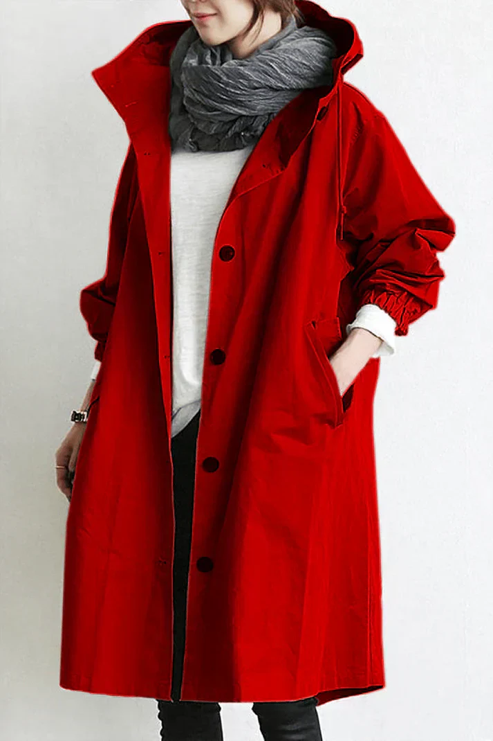 Women's Oversized Hooded Trench Coat Waterproof