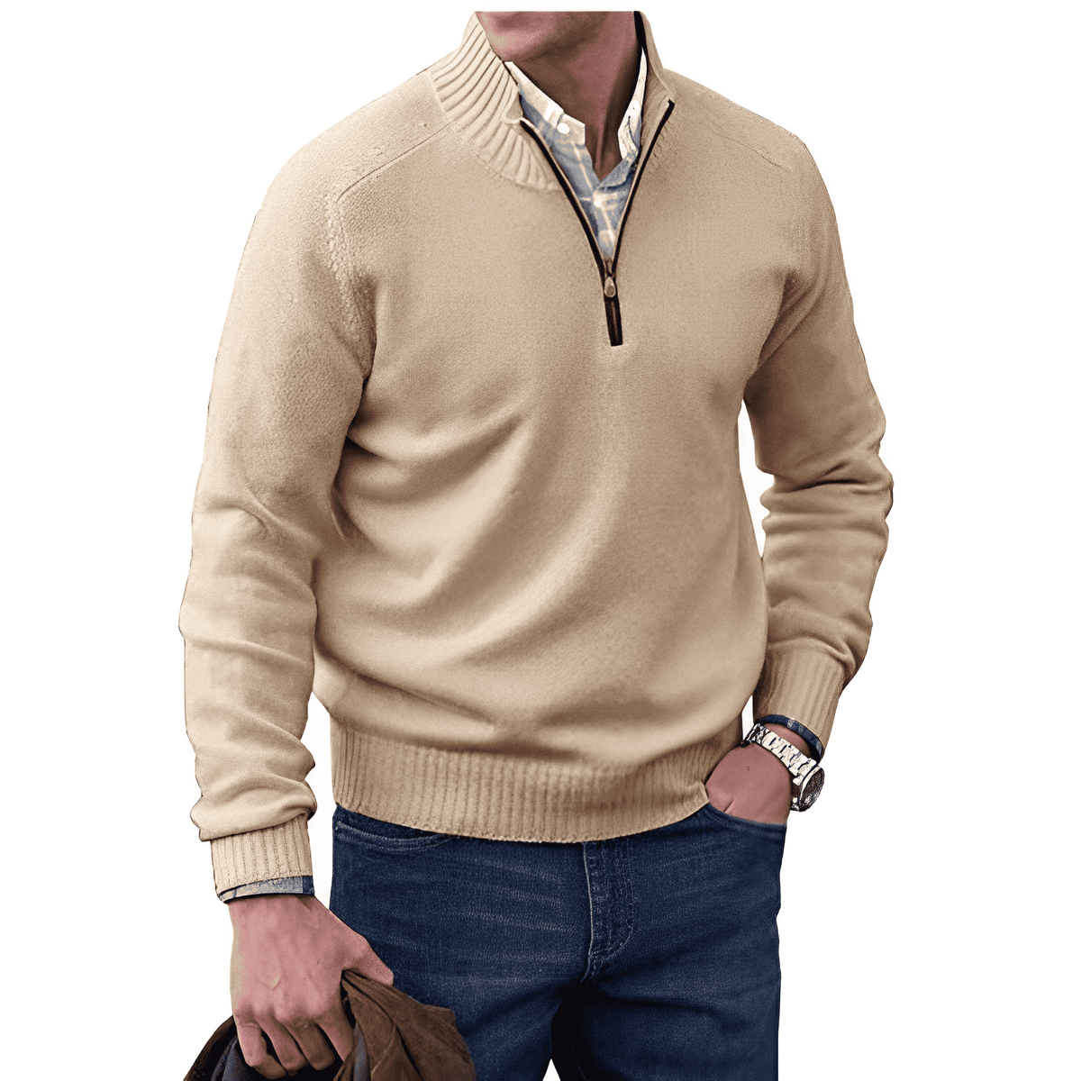 Benoit Women's Cashmere Sweater Autumn Zipper