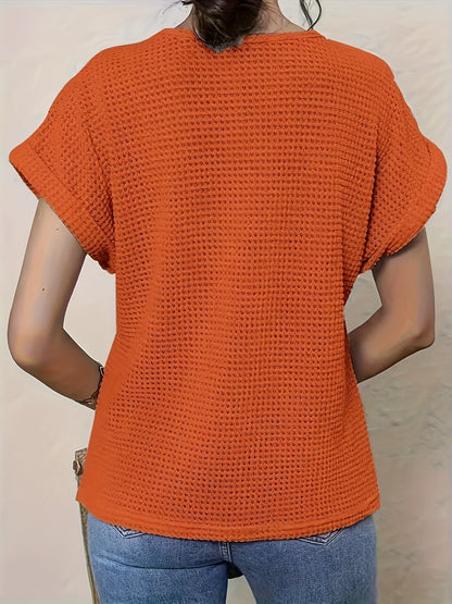 Women's Short Sleeve Waffle Knit Shirt