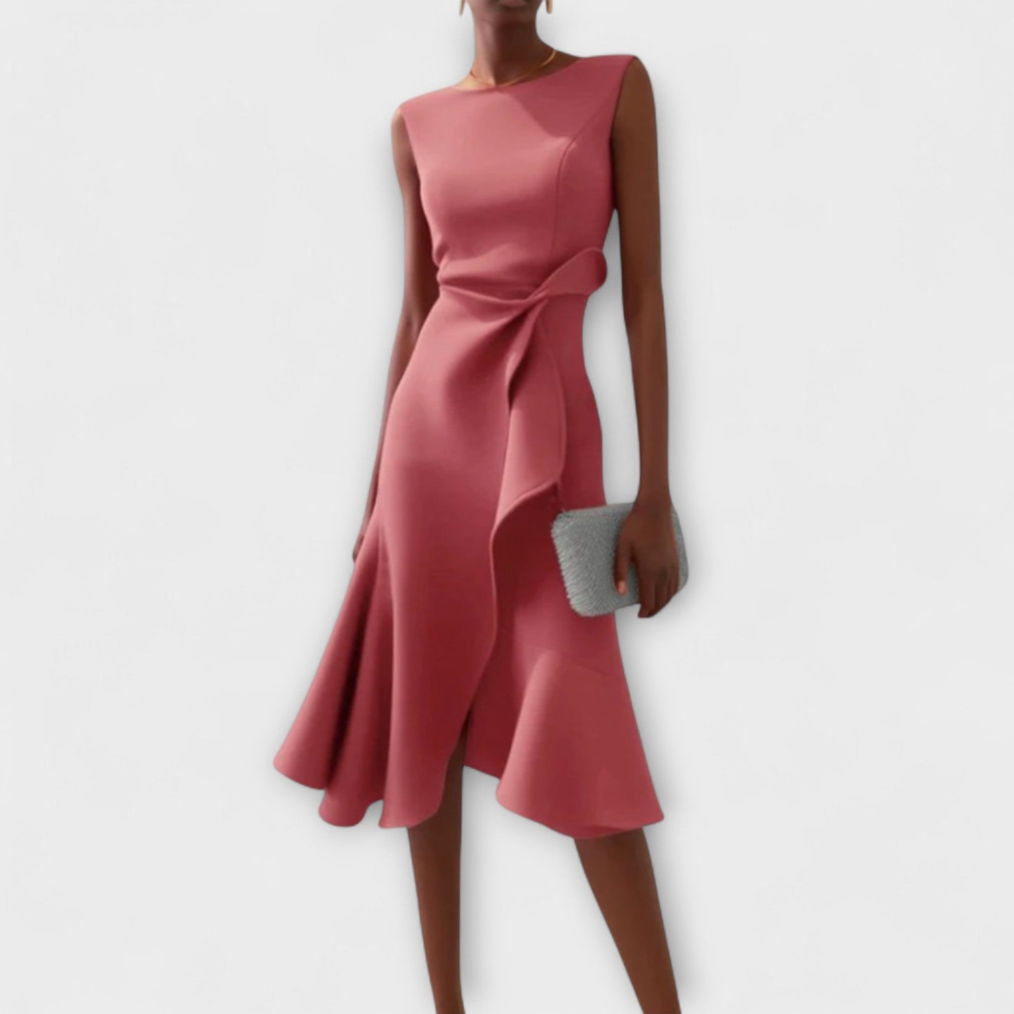 | Women’s Elegant Sleeveless Ruffle Midi Dress