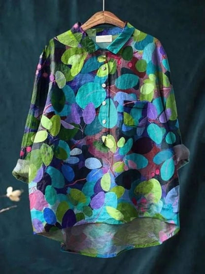 Women's Button-Front Floral Print Blouse