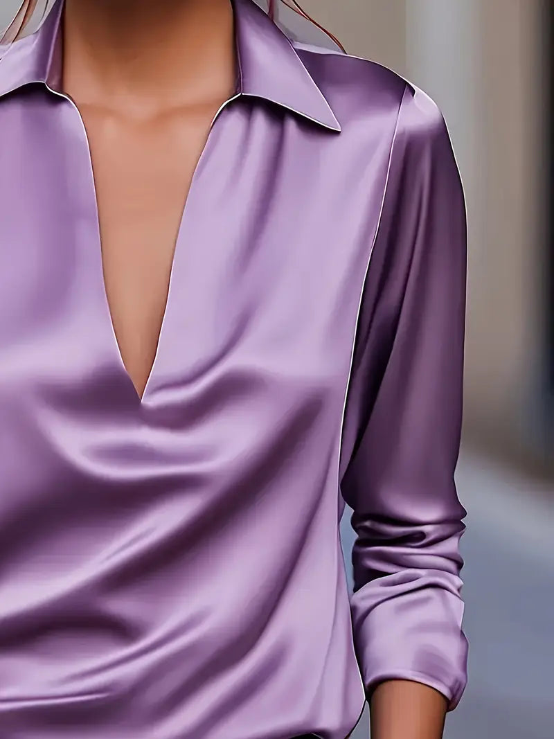 Women's V-Neck Satin Blouse