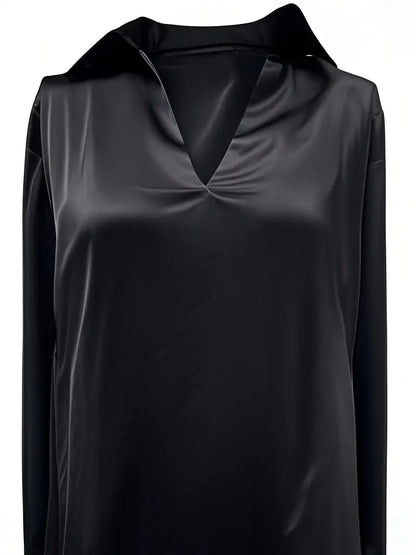 Women's V-Neck Satin Blouse