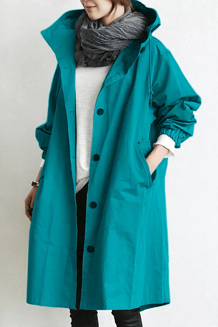 Women's Oversized Hooded Trench Coat Waterproof