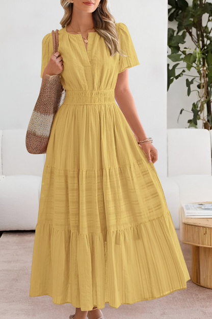 Women's Short Sleeve Maxi Dress Tiered Skirt