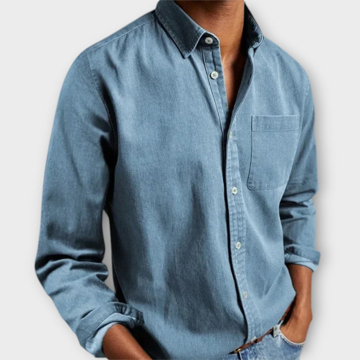 Men's Long Sleeve Dress Shirt With Chest Pocket