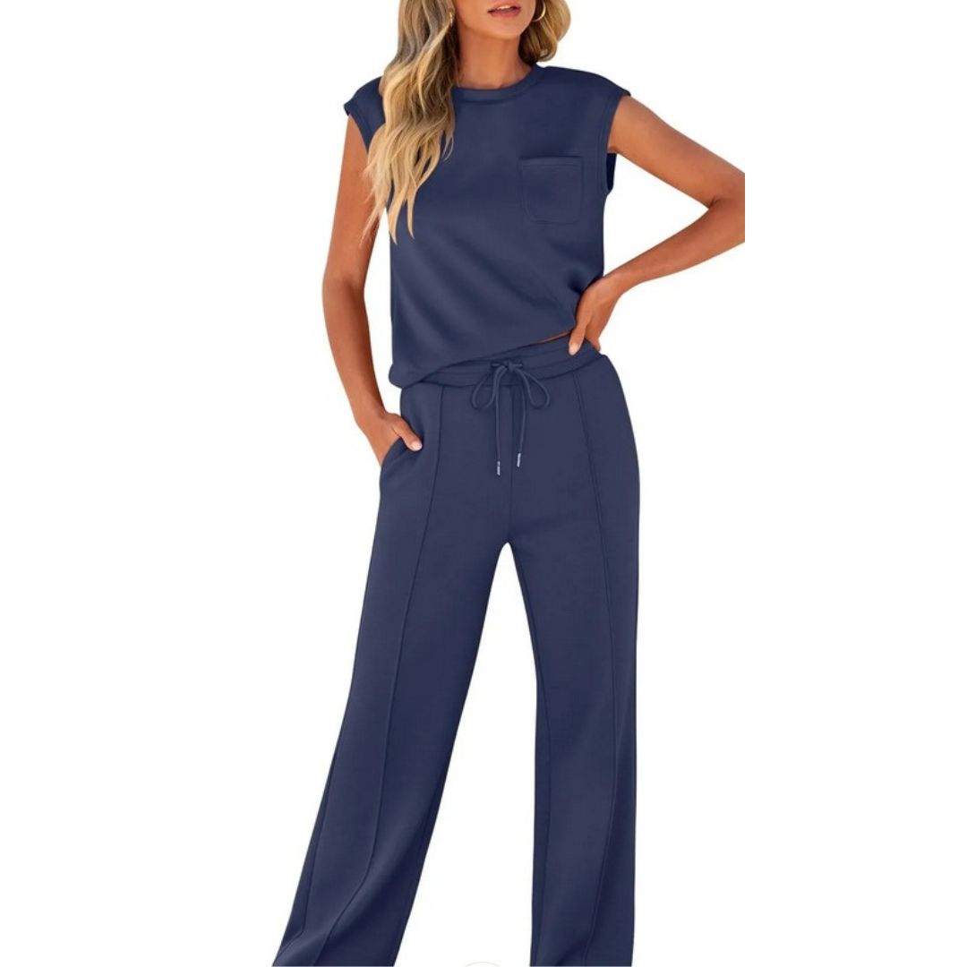 Women's Sleeveless Lounge Set Drawstring