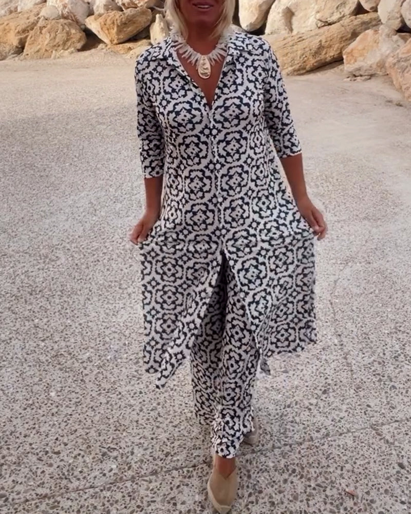 Women's Printed Two Piece Set Everyday Wear