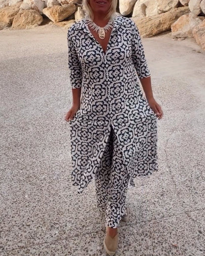 Women's Printed Two Piece Set Everyday Wear
