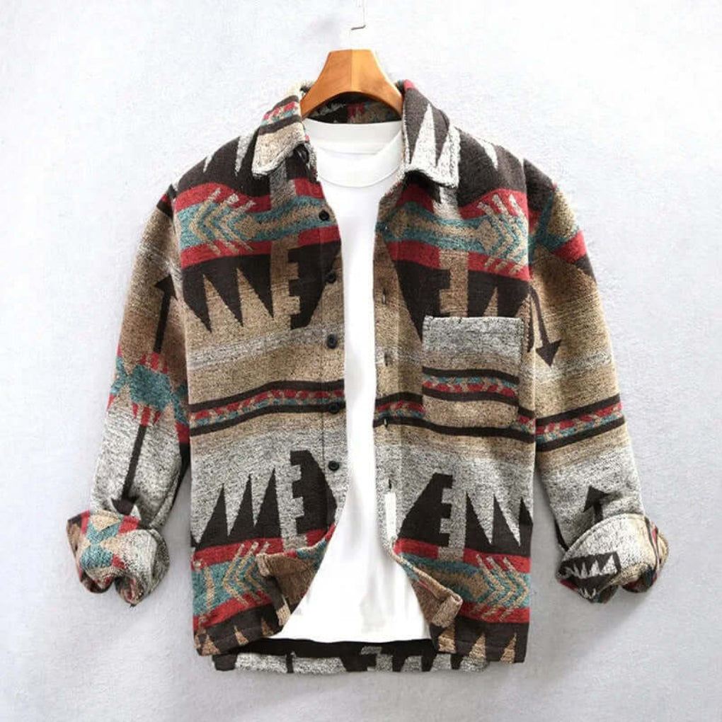 Southwestern Aztec Print Shirt Jacket