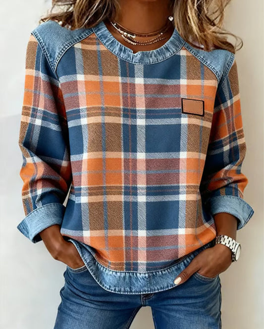 Ainsley Checkered Patchwork Sweatshirt