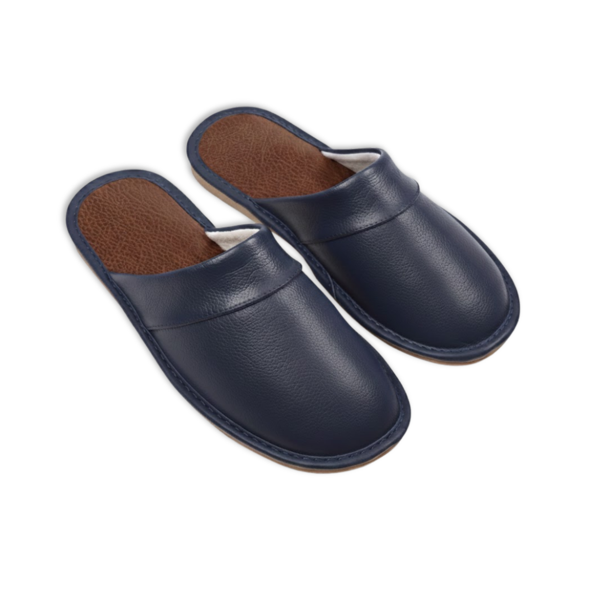 Unisex Cow Leather and Linen Indoor House Slippers