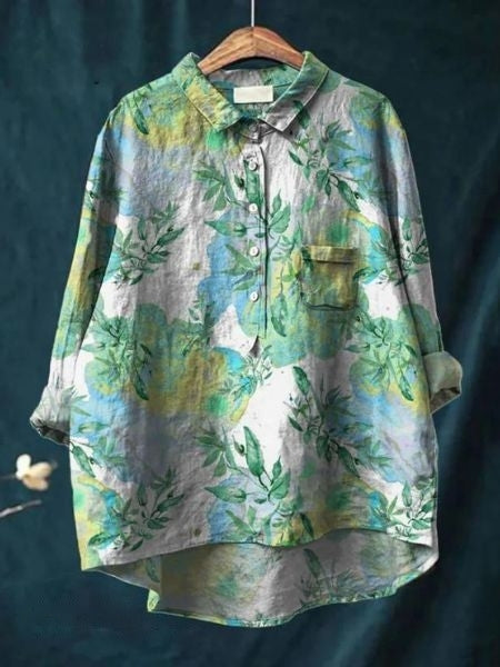Women's Button-Front Floral Print Blouse