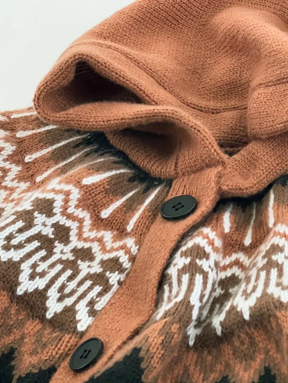 Women's Hooded Cardigan Button Front Knit