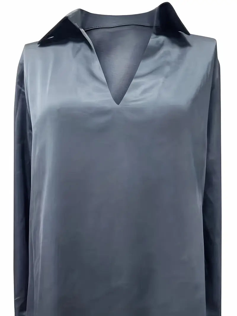 Women's V-Neck Satin Blouse