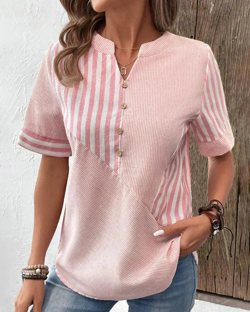 Women's Stripe Button Front Blouse