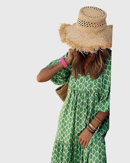 Spring Patterned Maxi Dress For Women