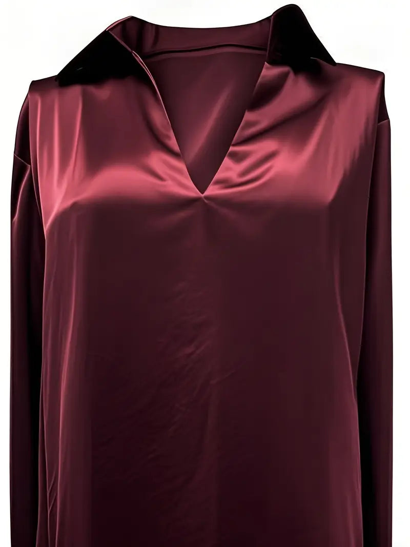 Women's V-Neck Satin Blouse