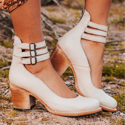Marcellia | Women’s Buckle Strap Block Heel Shoes