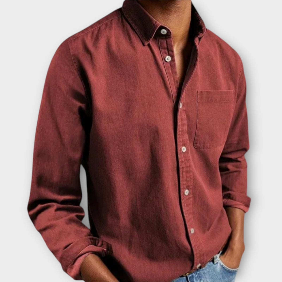Men's Long Sleeve Dress Shirt With Chest Pocket