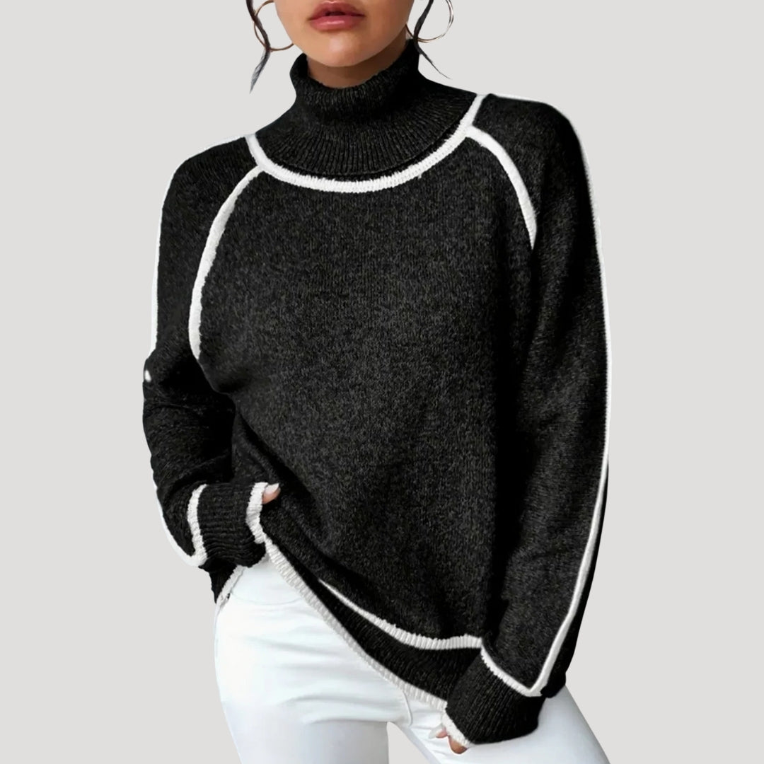 Audrey | Women Spring Contrast Trim Sweater