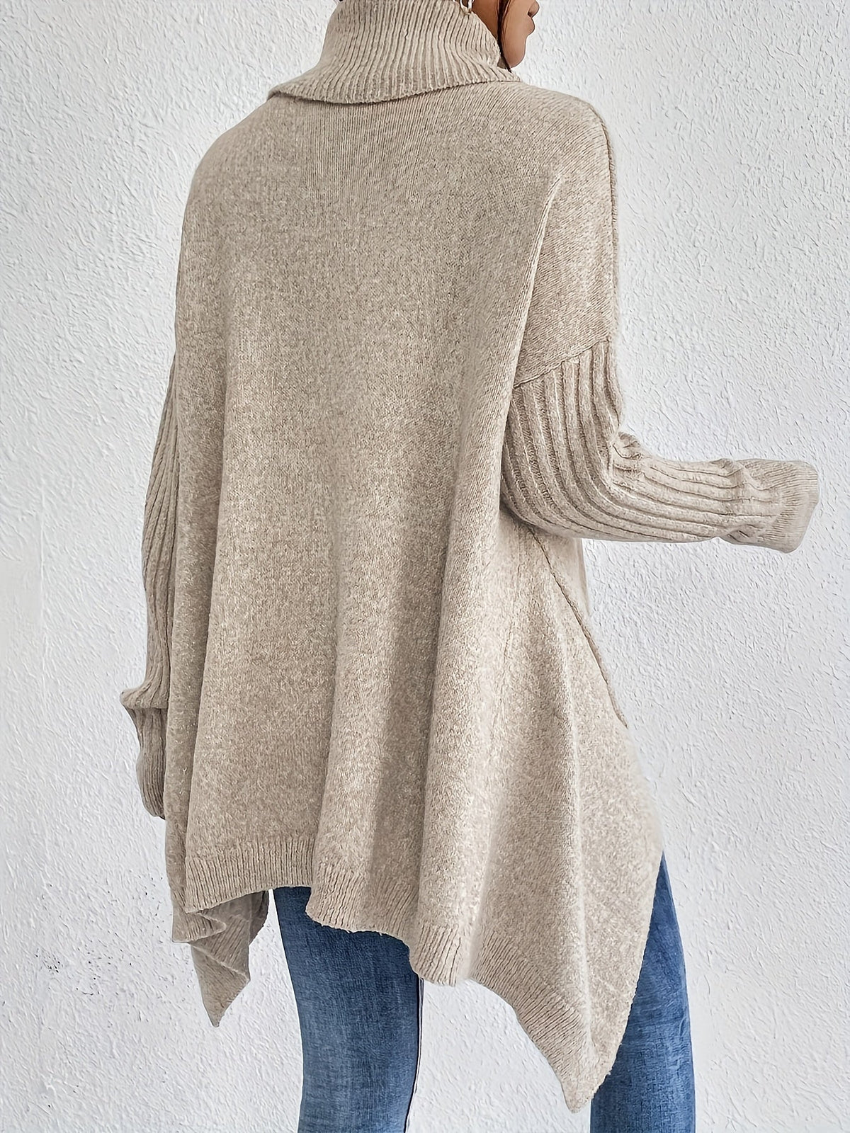 Women's Folded Turtleneck Sweater Loose Fit