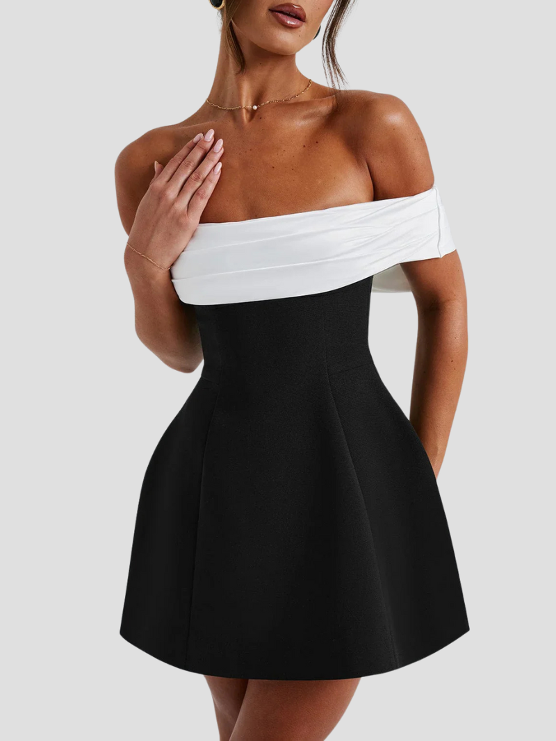 Women's Off Shoulder Mini Dress with Bow Detail