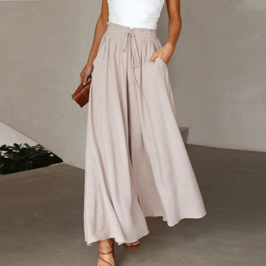 Gabriella Women's High Waist Elastic Pants Drawstring A-Line with