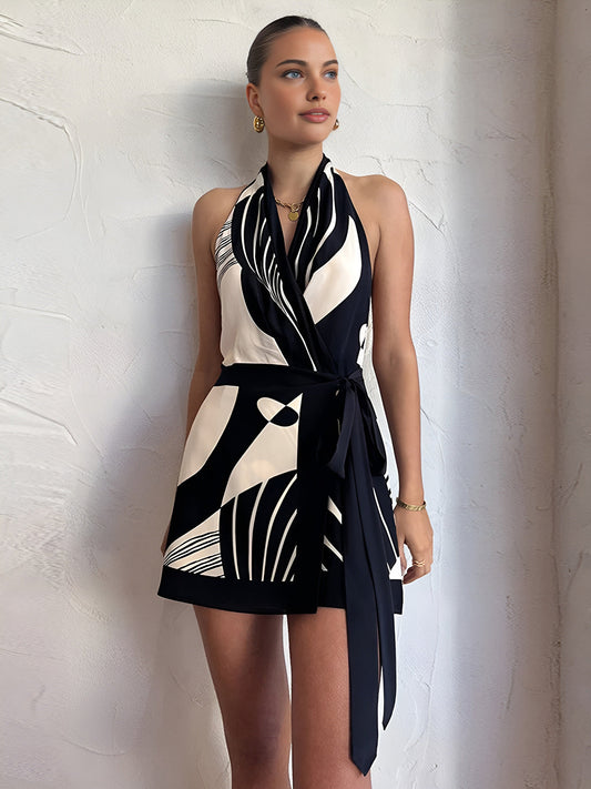Women’s Halter Neck Wrap Mini Dress