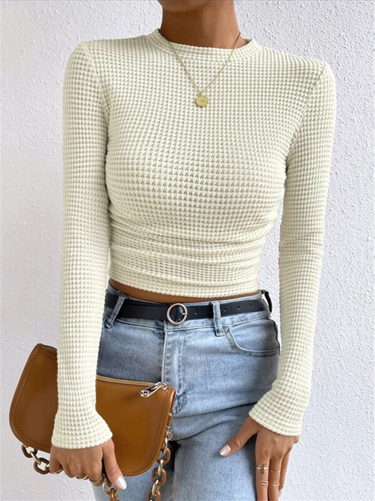 Women's Long Sleeve Waffle Knit