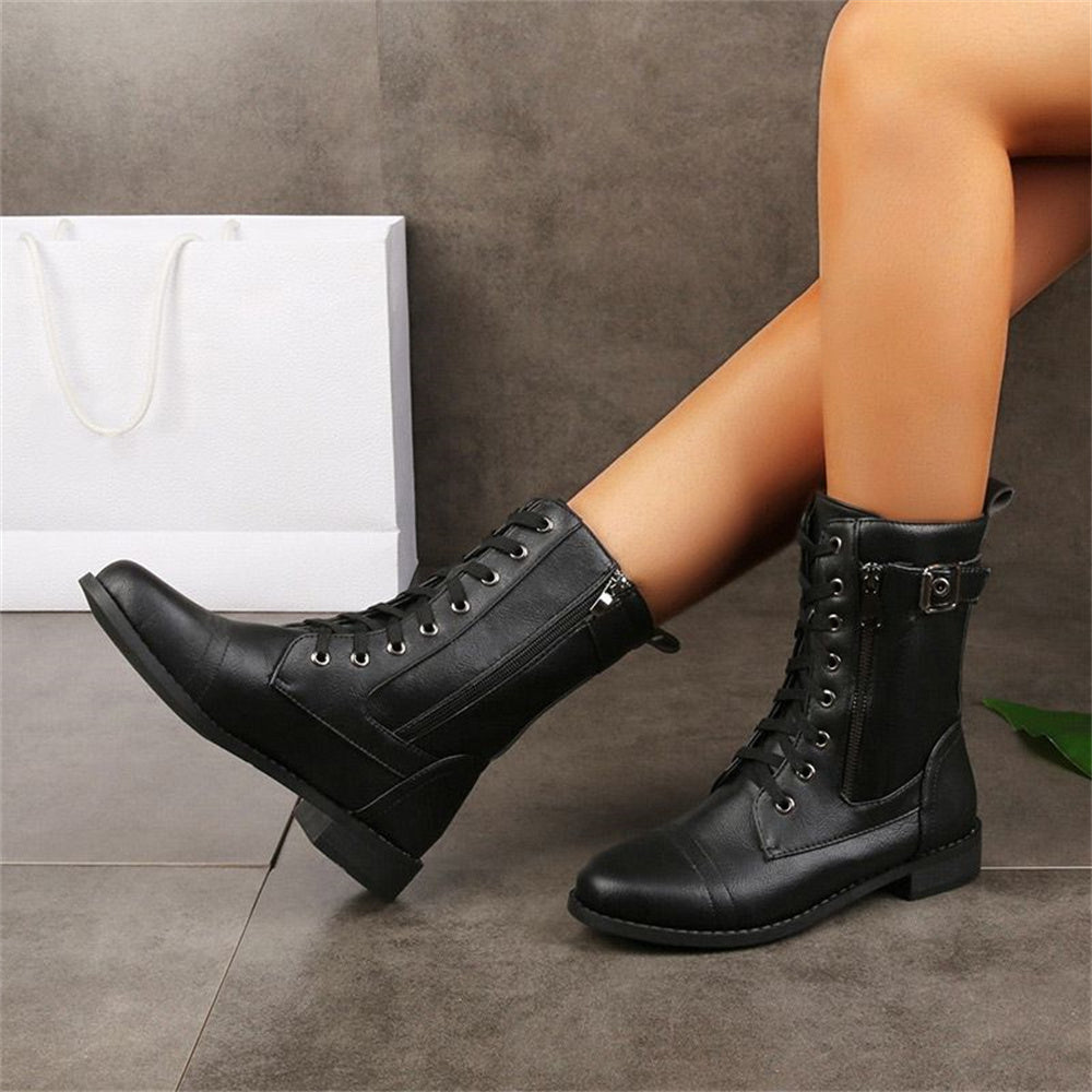 Women's Lace Up Boots With Zip