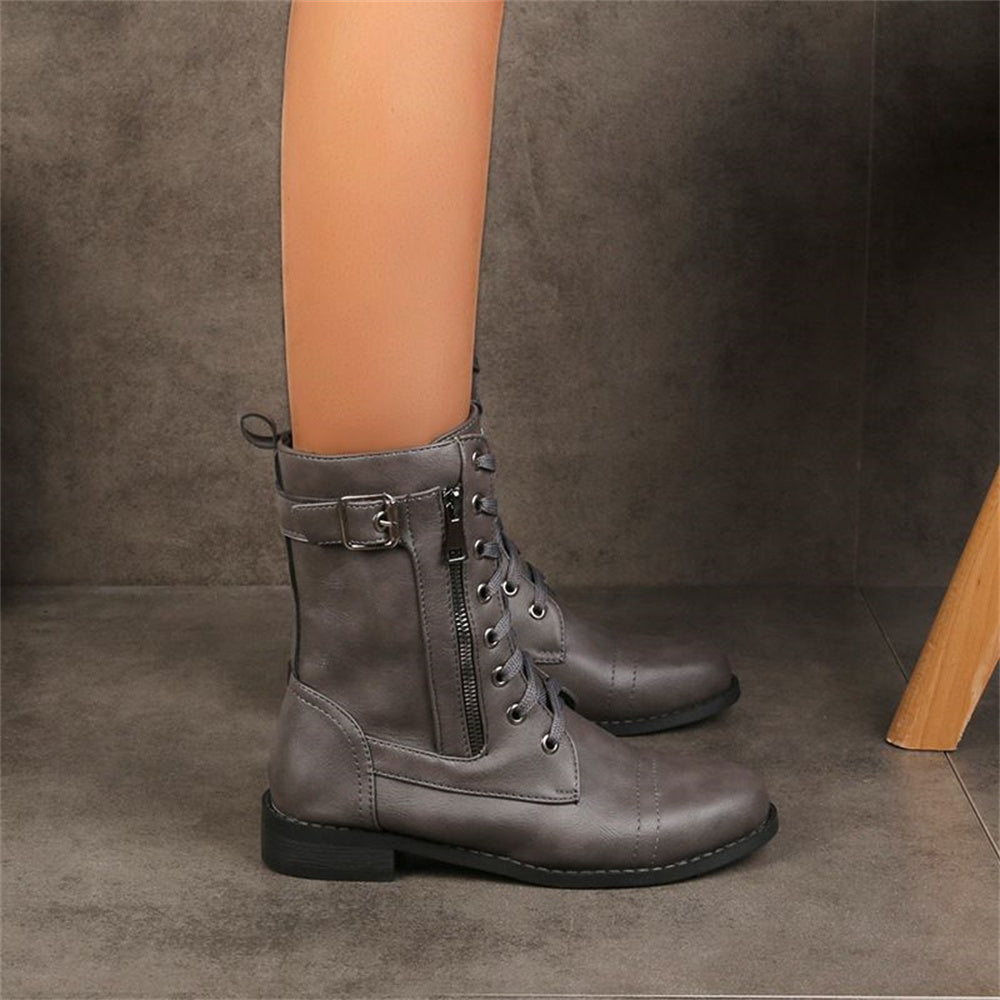 Women's Lace Up Boots With Zip