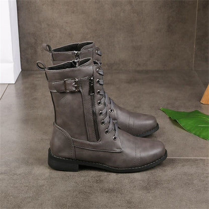 Women's Lace Up Boots With Zip