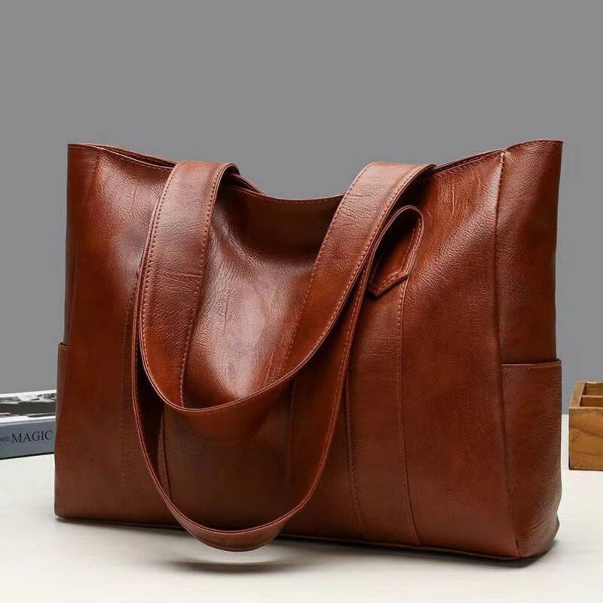 Vintage Leather Shoulder Handbag Classic Brown