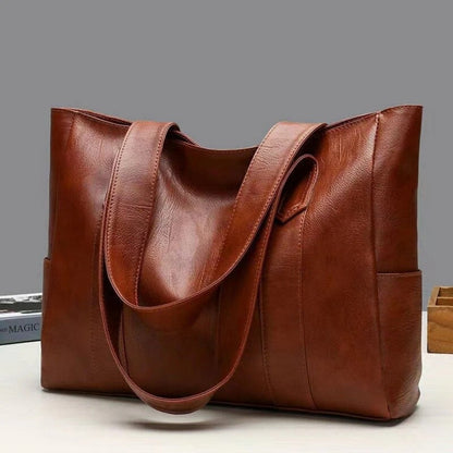 Vintage Leather Shoulder Handbag Classic Brown