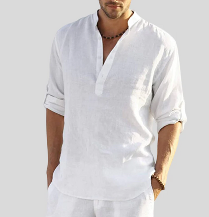 Men's Long Sleeve Casual Shirt Stand Collar