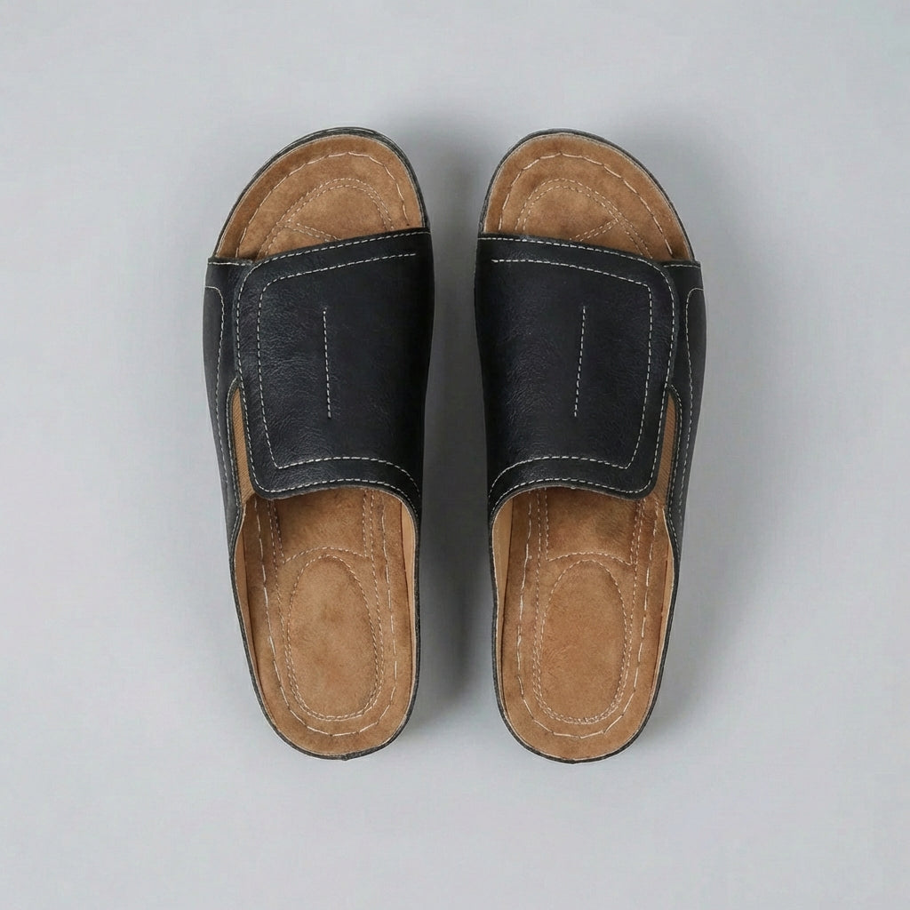 Women's Leather Comfort Wedge Sandals Open-Toe