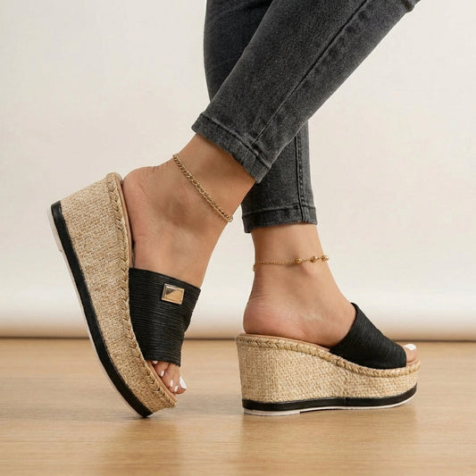 Women's Espadrille Wedge Sandals Textured Strap
