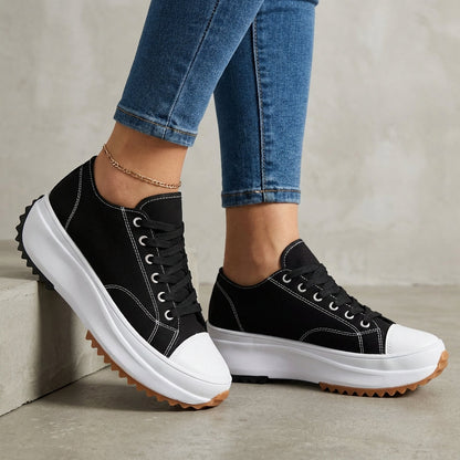Orthopedic Platform Sneakers Canvas Contrast Toe Cap