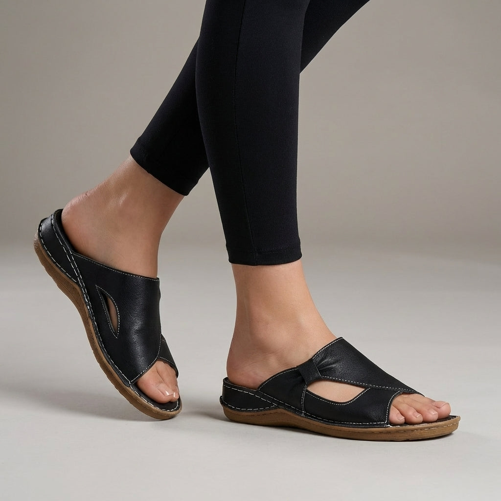 Women's Wedge Sandals Contoured Heel Bow Accent