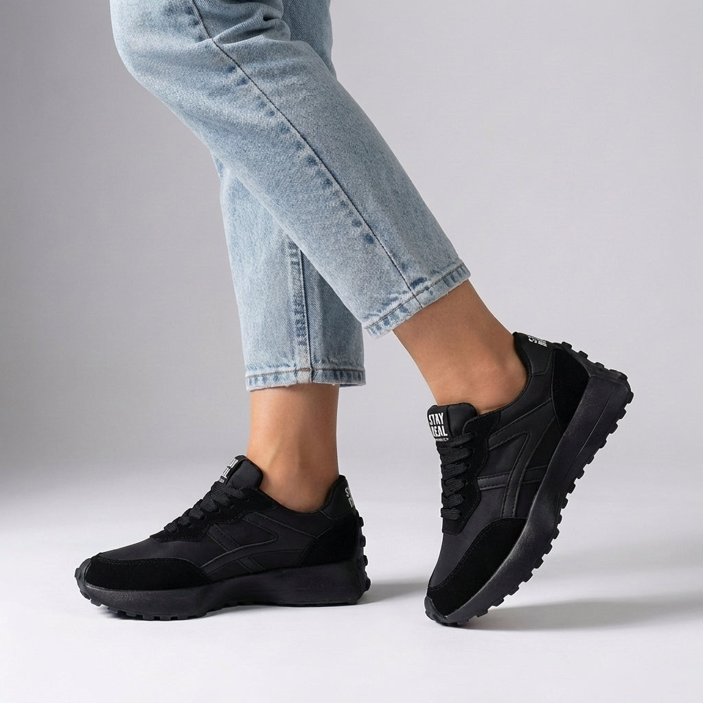 Lace Up Sneakers Chunky Sole Bold Graphic Detail