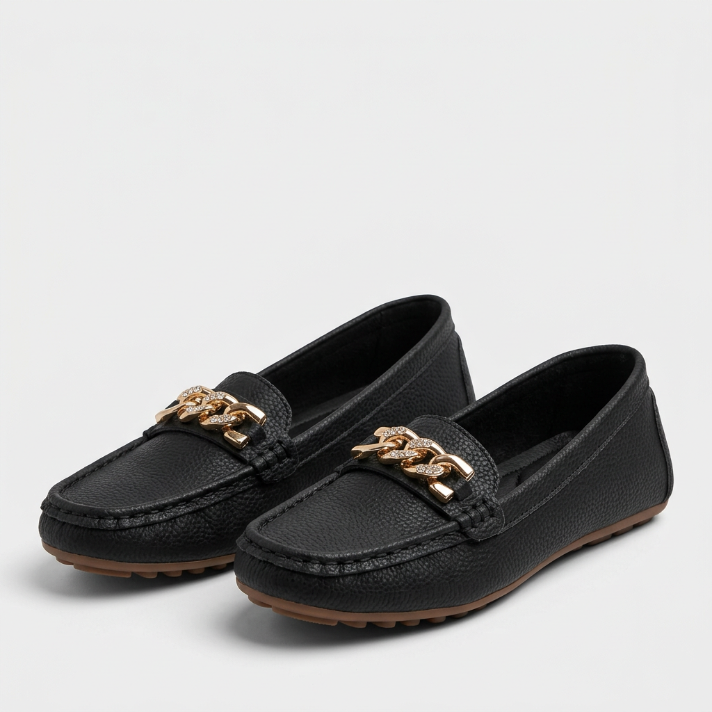 Men's Comfort Slip-On Loafers Gold Accent