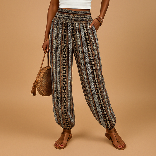 Women's High Waist Boho Pants