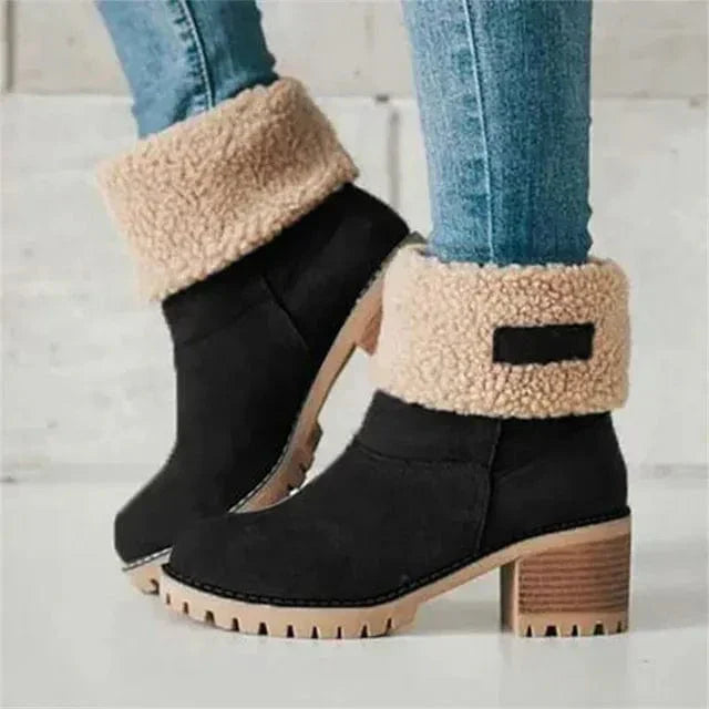 Women's Mid Calf Boots Block Heel Lug Sole