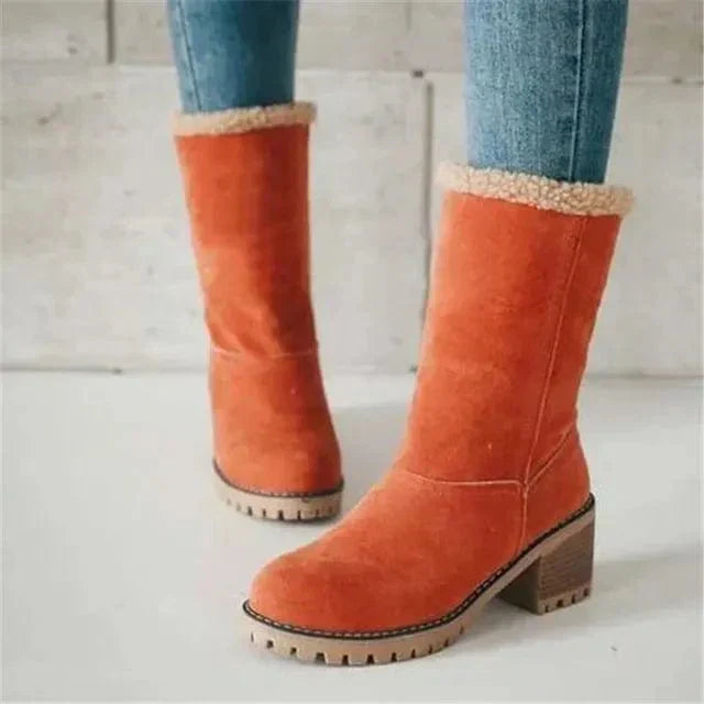 Women's Mid Calf Boots Block Heel Lug Sole