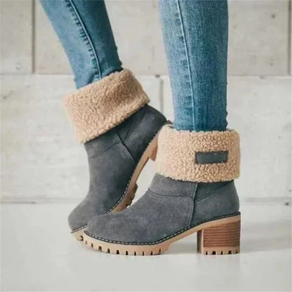 Women's Mid Calf Boots Block Heel Lug Sole
