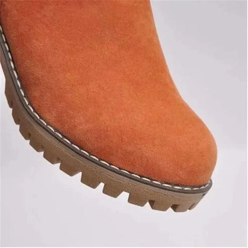 Women's Mid Calf Boots Block Heel Lug Sole