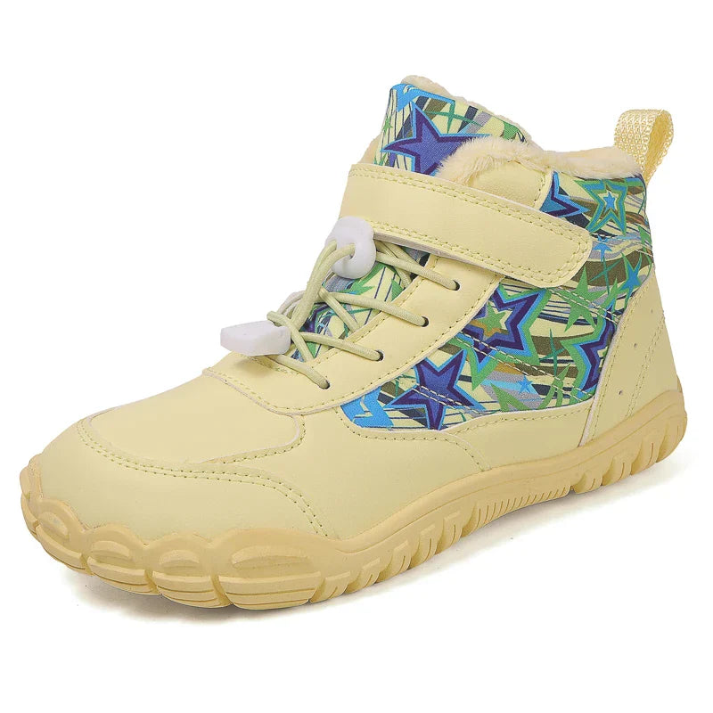 Kids Waterproof Barefoot Snow Boots Wide Toe Warm Fur Lined Outdoor Winter Sneakers