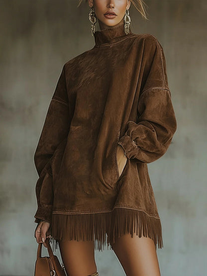 Women's High Neck Fringe Dress